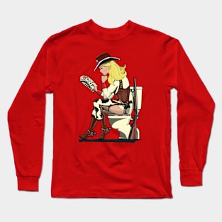 Cowgirl on the toilet Long Sleeve T-Shirt